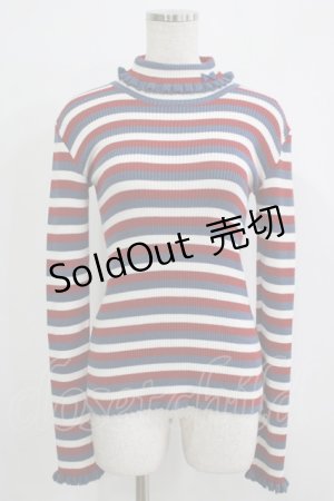 画像: Shirley Temple / カラーボーダーニット 160 オフ×ブルー×ボルドー H-25-11-26-043-ET-TO-KB-ZH