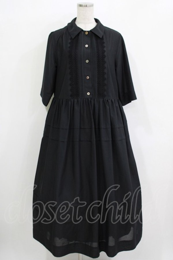 画像1: Jane Marple Dans Le Salon / ピンタックレースシャツワンピース  ブラック H-25-11-26-005-JM-OP-KB-ZH (1)