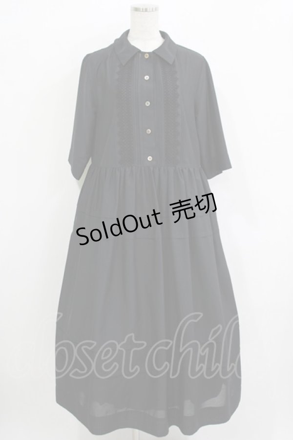 画像1: Jane Marple Dans Le Salon / ピンタックレースシャツワンピース  ブラック H-25-11-26-005-JM-OP-KB-ZT1129H (1)