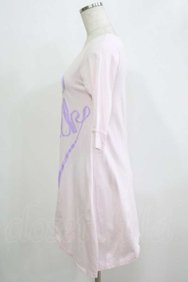 画像2: MILK / Ribbonロゴワンピース  ピンク×パープルプリント H-25-11-26-046-ML-OP-KB-ZH (2)