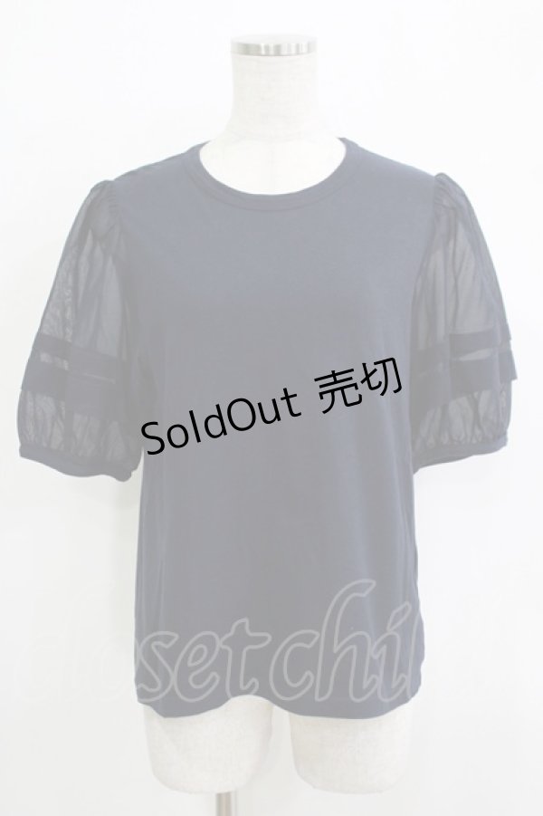 画像1: Jane Marple / タックパフスリーブカットソー  ネイビー H-25-11-26-050-JM-TO-KB-ZH (1)