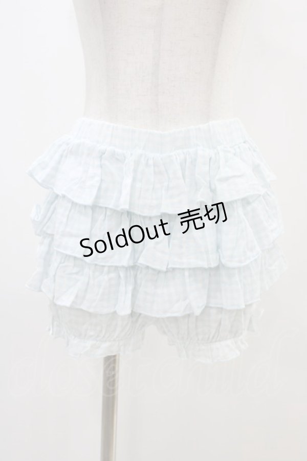 画像1: Nile Perch / ギンガムチェックフリルブルマ Free サックス H-25-11-26-1039-LO-PA-NS-ZH (1)