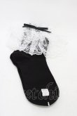 画像1: metamorphose / ラッセルレースクルーソックス  ブラック/ホワイト H-25-11-26-1004-ME-ZA-NS-ZH (1)