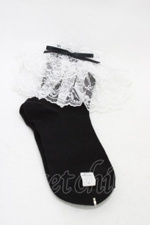 画像: metamorphose / ラッセルレースクルーソックス  ブラック/ホワイト H-25-11-26-1004-ME-ZA-NS-ZH