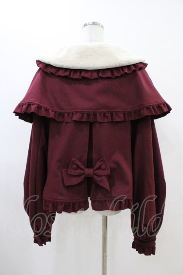 画像2: metamorphose / Lady Ribbonケープ付きショートコート サイズ1 ボルドー H-25-11-26-1008-ME-CO-NS-ZH (2)
