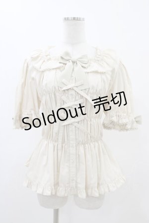 画像: metamorphose / 【プラスサイズ】スクエアあきシャーリング半袖ブラウス プラスサイズ 生成り H-25-11-26-1009-ME-BL-NS-ZH