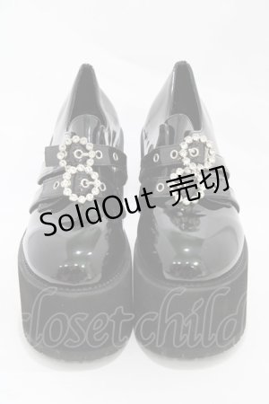 画像: Bubbles / ダブルバックル厚底シューズ 41/25.0cm〜25.5cm ブラックエナメル H-25-11-26-1002-CA-SH-NS-ZH
