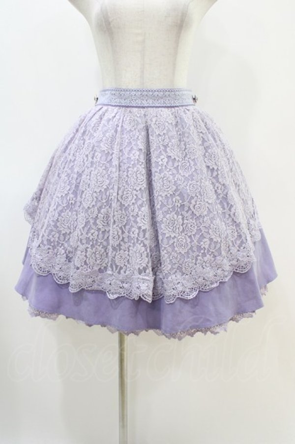 画像1: axes femme kawaii / レーシーエプロンスカート M ラベンダー H-25-11-26-1023-AX-SK-NS-ZH (1)