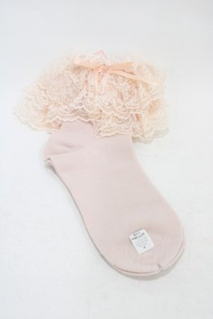 画像: metamorphose / ラッセルレースクルーソックス  ピンク H-25-11-26-1003-ME-ZA-NS-ZH