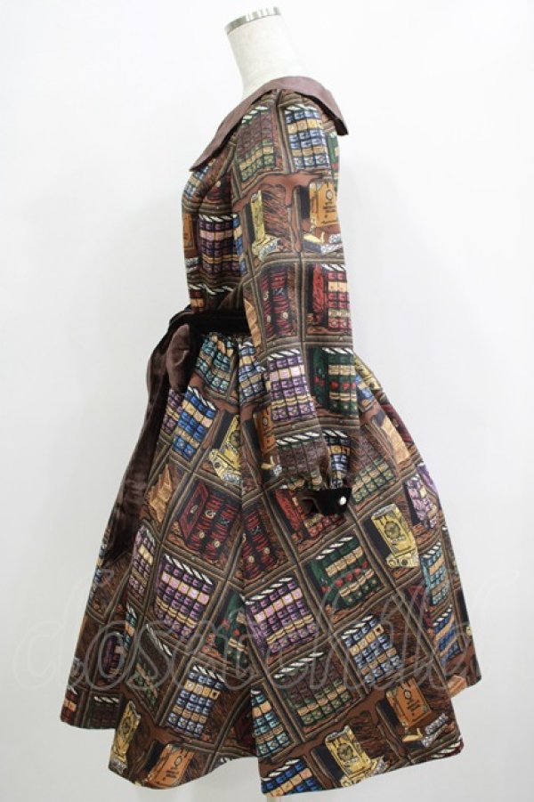 画像2: Q-pot. / Melty Bookshelfパフスリーブドレス M ブラウン H-25-11-26-001-QP-OP-KB-ZH (2)