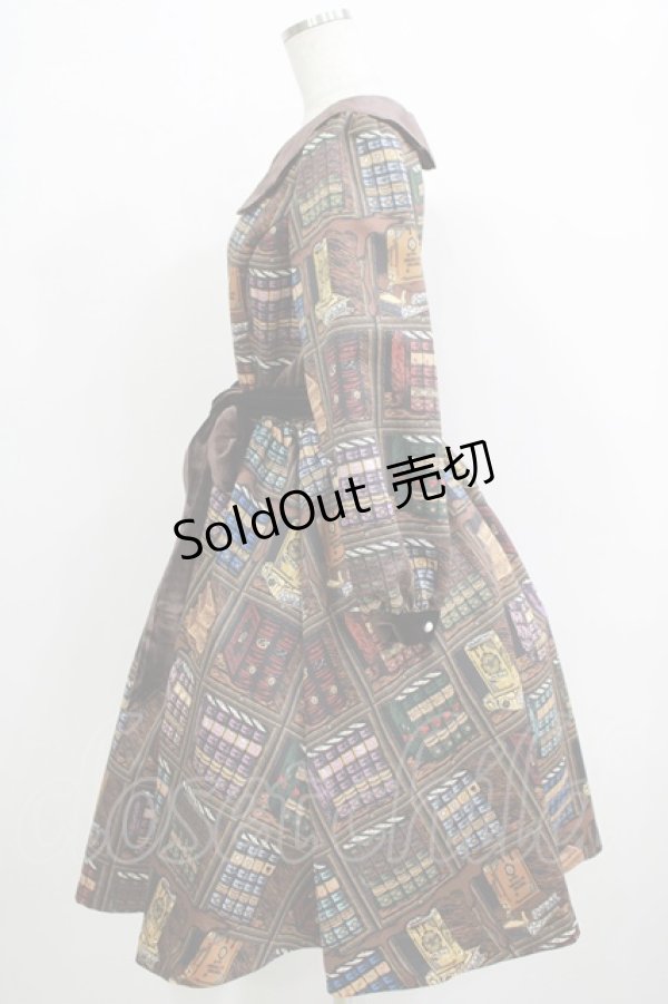 画像2: Q-pot. / Melty Bookshelfパフスリーブドレス M ブラウン H-25-11-26-001-QP-OP-KB-ZH (2)