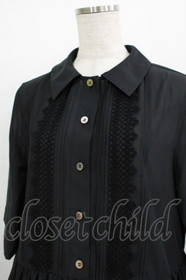 画像4: Jane Marple Dans Le Salon / ピンタックレースシャツワンピース  ブラック H-25-11-26-005-JM-OP-KB-ZH (4)
