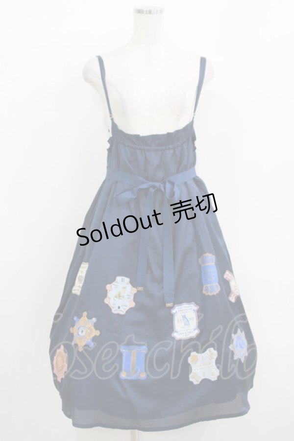 画像1: Jane Marple / Cartes A Filsデコパージュキャミソールワンピース M ネイビー H-25-11-26-007-JM-OP-KB-ZH (1)