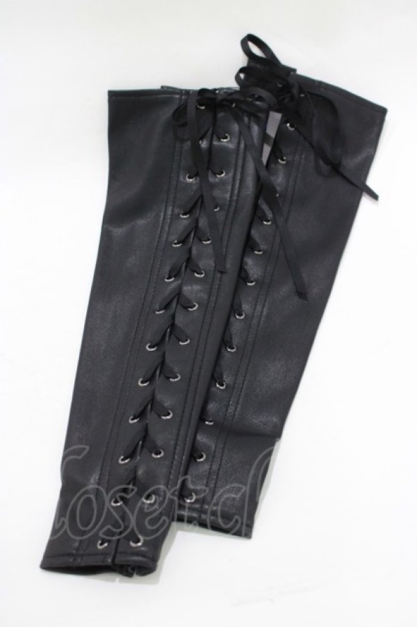 画像2: Moi-meme-Moitie / 合皮編み上げアームカバー  黒 H-25-11-26-073-MO-ZA-KB-ZH (2)