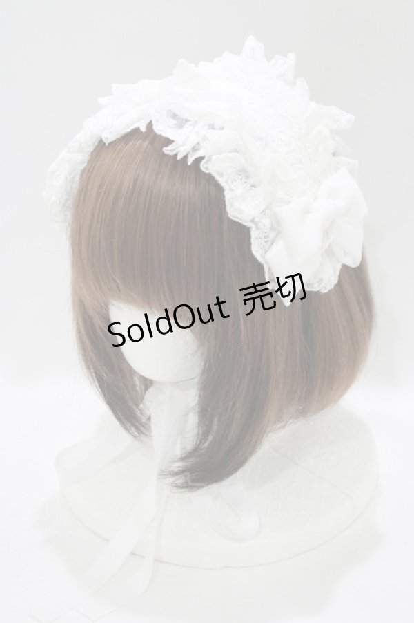 画像1: Vallee lys / はしごレースリボンヘッドドレス  白 H-25-11-26-080-GO-AC-NS-ZH (1)