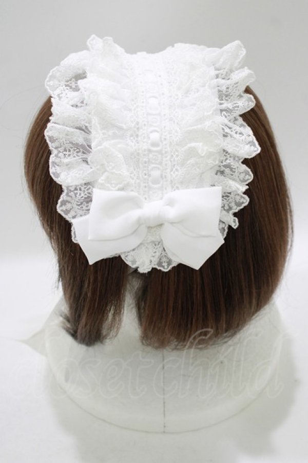 画像2: Vallee lys / はしごレースリボンヘッドドレス  白 H-25-11-26-080-GO-AC-NS-ZH (2)