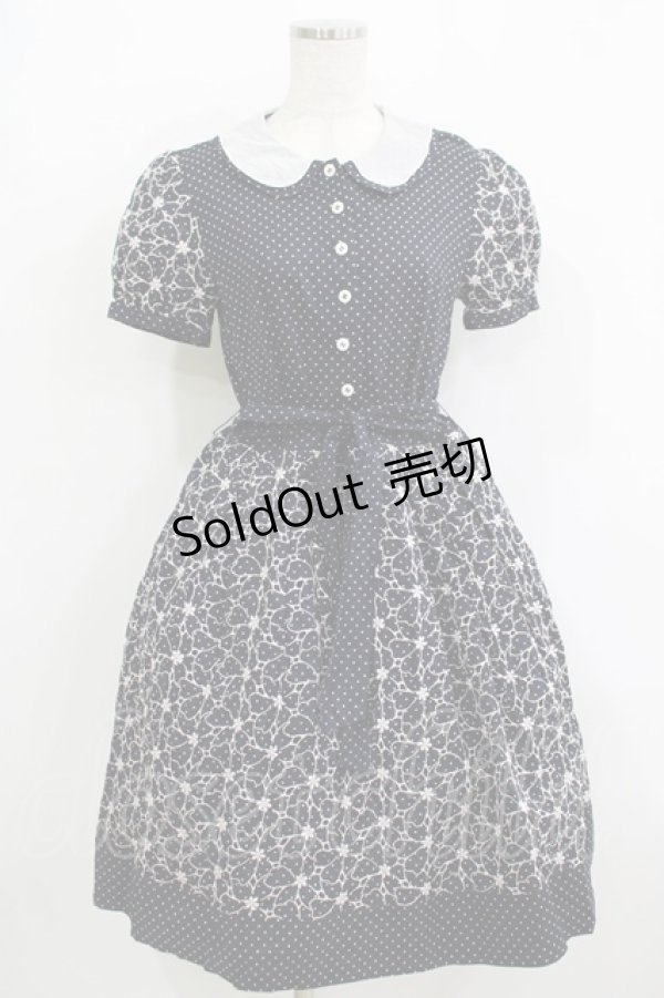 画像1: 【SALE】Jane Marple / フラワードットレースのワンピース M ネイビー H-25-11-26-011-JM-OP-KB-ZT065 (1)