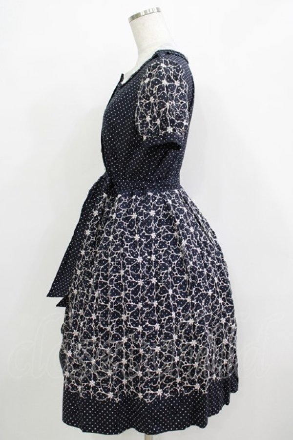 画像2: Jane Marple / フラワードットレースのワンピース M ネイビー H-25-11-26-011-JM-OP-KB-ZH (2)