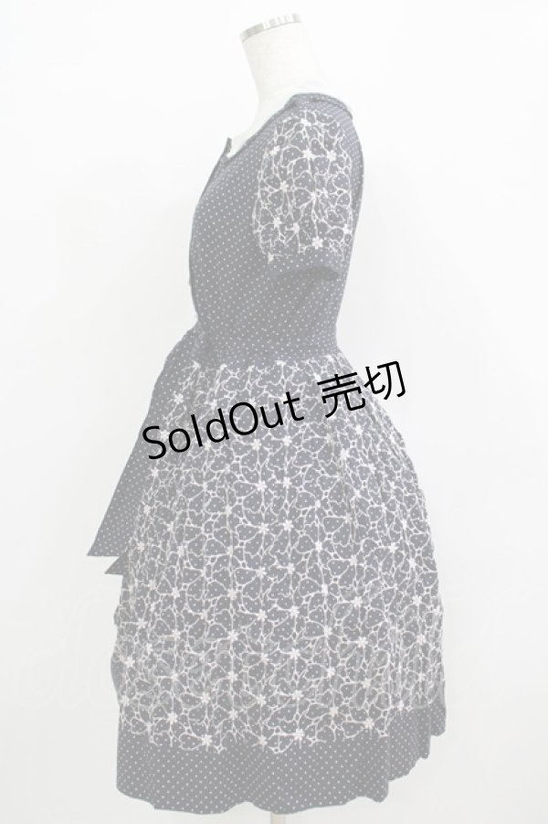 画像2: 【SALE】Jane Marple / フラワードットレースのワンピース M ネイビー H-25-11-26-011-JM-OP-KB-ZT065 (2)