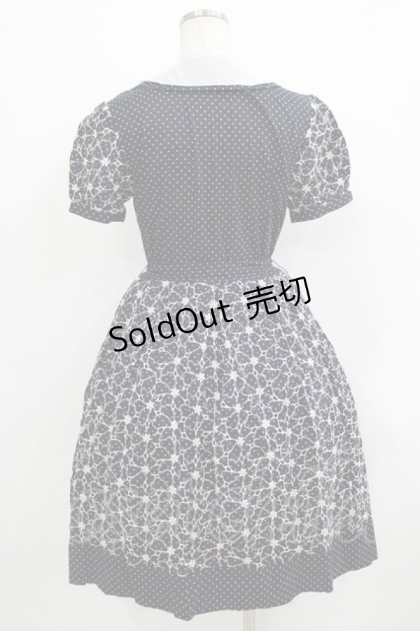 画像3: 【SALE】Jane Marple / フラワードットレースのワンピース M ネイビー H-25-11-26-011-JM-OP-KB-ZT065 (3)