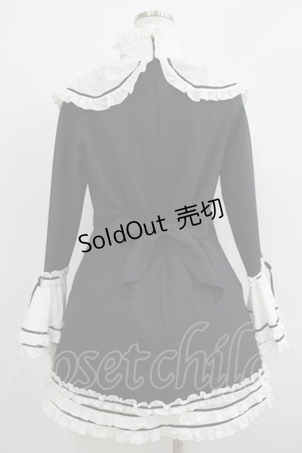 画像3: MARBLE / コサージュ付きロマンティックドレープフリルワンピース  黒×白 H-25-11-26-015-GO-OP-KB-ZH (3)