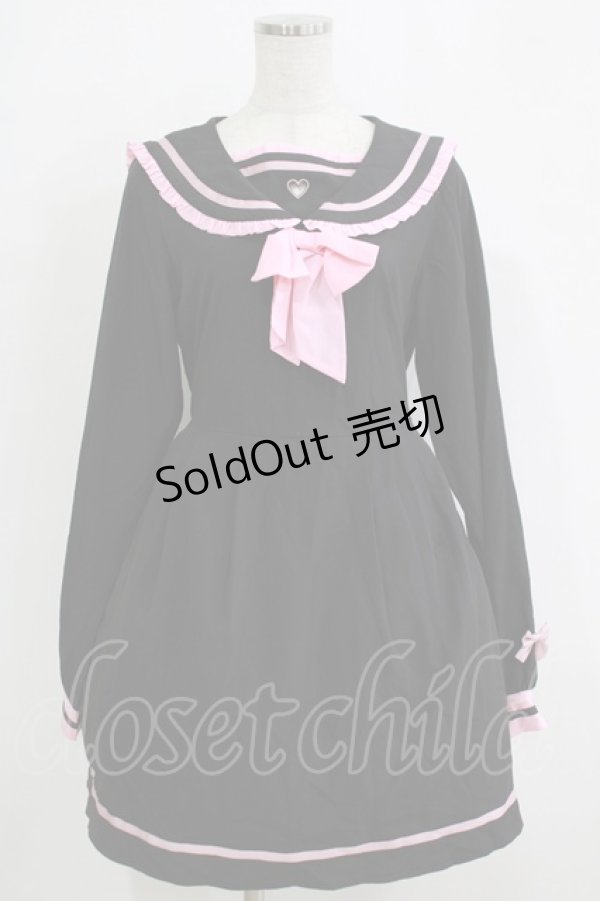 画像1: ililil / さきまるちゃんコラボワンピース M 黒×ピンク H-25-11-26-016-PU-OP-KB-ZH (1)