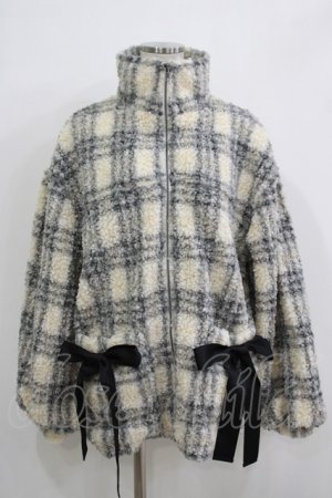 画像: merry jenny / チェックボアリボンブルゾン F ブラック H-25-11-26-018-LO-JA-KB-ZH