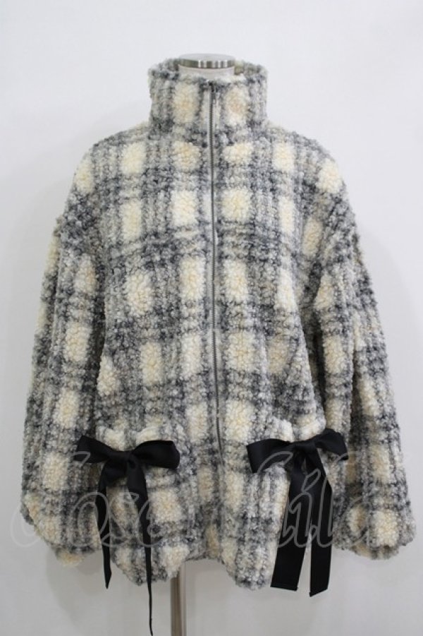 画像1: merry jenny / チェックボアリボンブルゾン F ブラック H-25-11-26-018-LO-JA-KB-ZH (1)