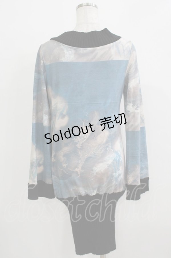 画像3: Ozz oneste / プリントニットワンピ  ブルー H-25-11-26-021-OO-OP-KB-ZH (3)