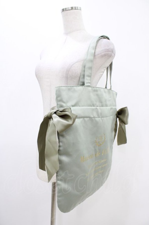 画像2: Maison de FLEUR / ダブルリボントートバッグ  グリーン H-25-11-27-004-LO-BG-NS-ZH (2)