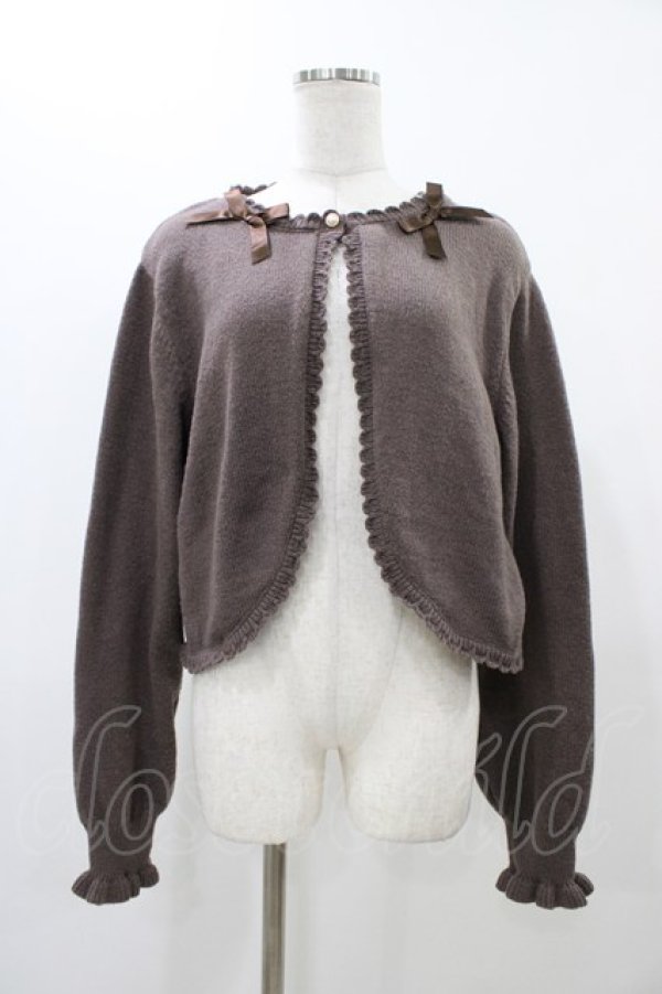 画像1: m petit by misako / AM*リボンニットボレロ LL ブラウン H-25-11-27-055-LO-TO-NS-ZH (1)