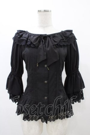 画像: Infanta（海外ロリータブランド） / フリルブラウス M ブラック H-25-11-27-056-0-BL-NS-ZH
