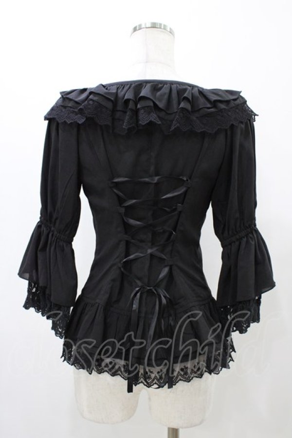 画像2: Infanta（海外ロリータブランド） / フリルブラウス M ブラック H-25-11-27-056-0-BL-NS-ZH (2)