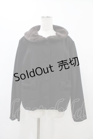 画像: m petit by misako / ファーエリショートジャケット LL ブラック H-25-11-27-059-LO-JA-NS-ZH