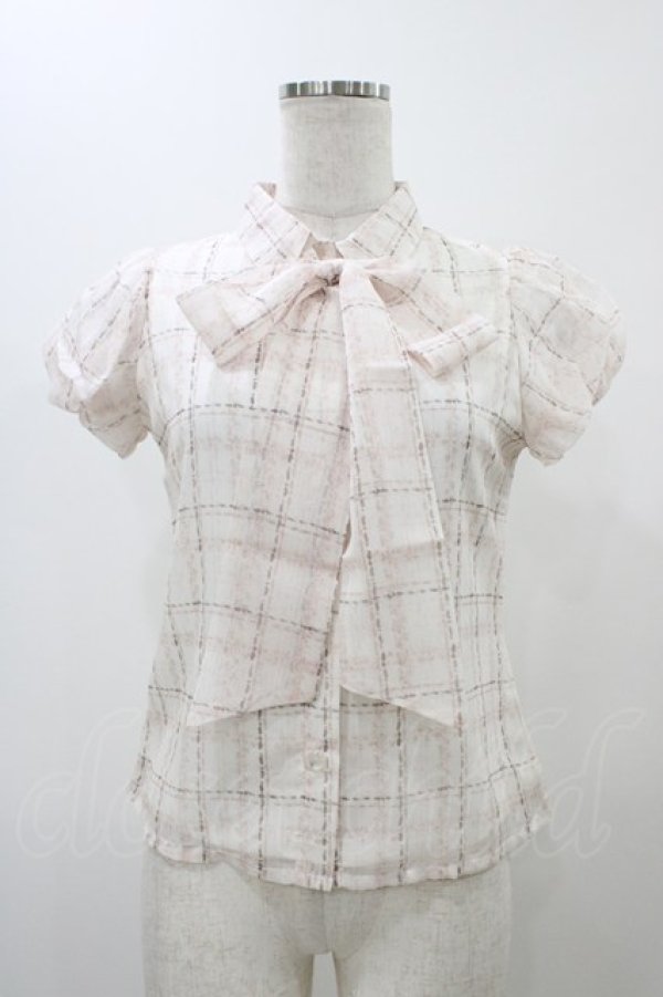 画像1: michellMacaron / チェックブラウス XS オフ H-25-11-27-063-0-BL-NS-ZH (1)