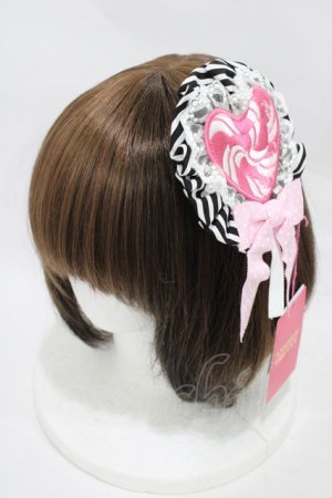 画像: Angelic Pretty / POP Heartロリポップワッペンロゼッタブローチ  ブラック H-25-11-27-015-AP-ZA-NS-ZH