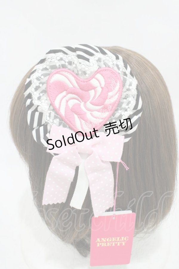画像2: Angelic Pretty / POP Heartロリポップワッペンロゼッタブローチ  ブラック H-25-11-27-015-AP-ZA-NS-ZH (2)