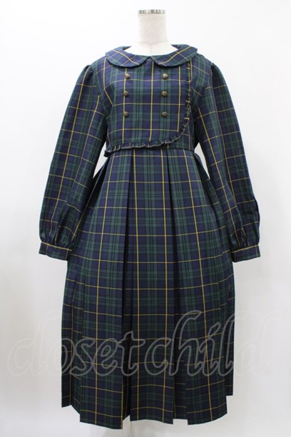 画像1: FLC / MINA*タータンチェックワンピース L グリーン H-25-11-27-032-0-OP-NS-ZH (1)