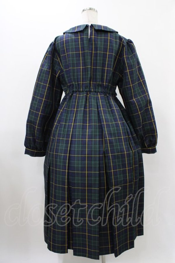画像2: FLC / MINA*タータンチェックワンピース L グリーン H-25-11-27-032-0-OP-NS-ZH (2)