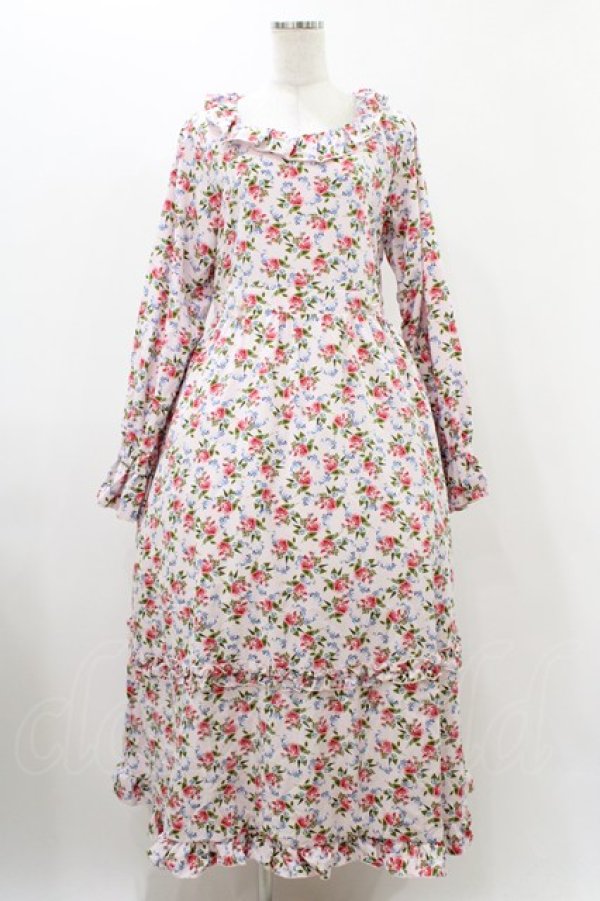 画像1: FLC / 星名桜子/2WAY花柄フリルワンピース L ピンク H-25-11-27-033-0-OP-NS-ZH (1)