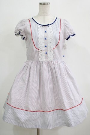 画像: MILK / シュシュドレス  ブルー×レッドストライプ H-25-11-28-001-ML-OP-KB-ZT1201H
