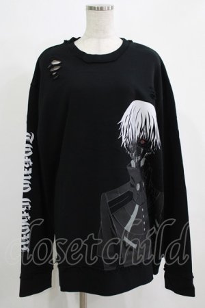 画像: QOOZA / 東京喰種×QOOZA金木研 ダメージスウェット  ブラック H-25-11-28-027-PU-TO-KB-ZH