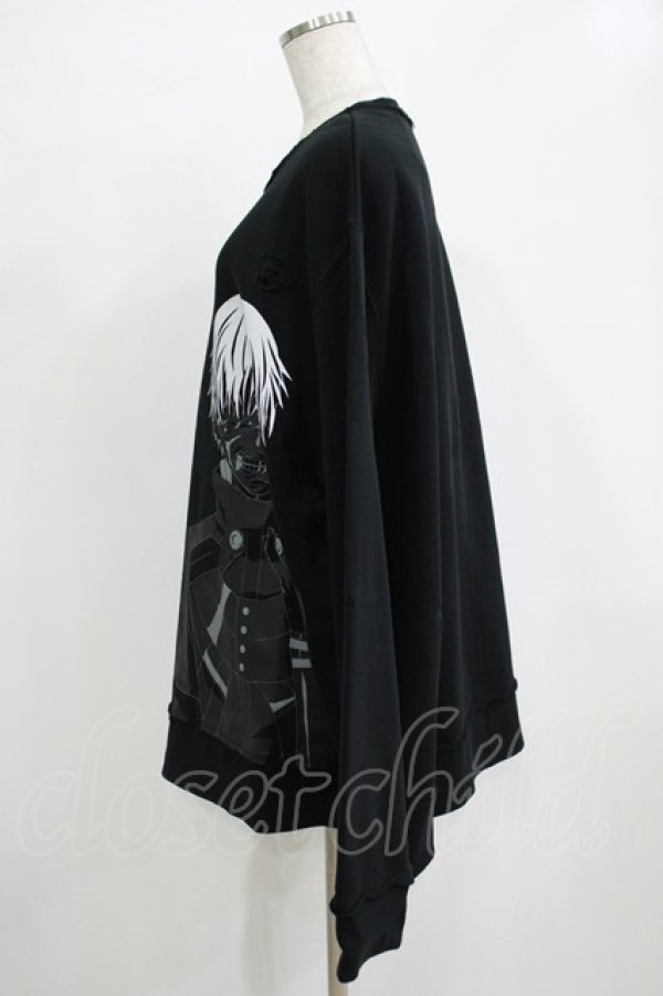 画像2: QOOZA / 東京喰種×QOOZA金木研 ダメージスウェット  ブラック H-25-11-28-027-PU-TO-KB-ZH (2)