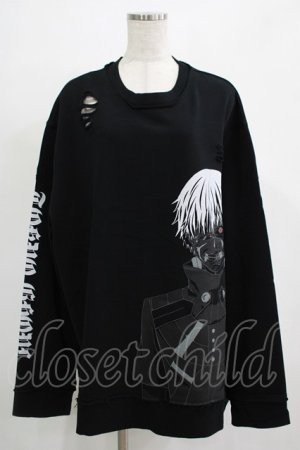 画像: QOOZA / 東京喰種×QOOZA金木研 ダメージスウェット  ブラック H-25-11-28-029-PU-TO-KB-ZH
