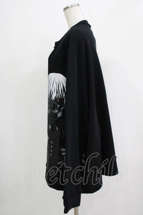 画像2: QOOZA / 東京喰種×QOOZA金木研 ダメージスウェット  ブラック H-25-11-28-029-PU-TO-KB-ZH (2)