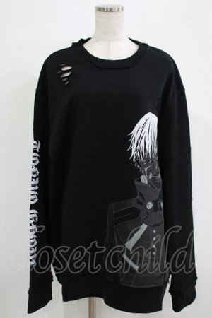 画像: QOOZA / 東京喰種×QOOZA金木研 ダメージスウェット  ブラック H-25-11-28-030-PU-TO-KB-ZH