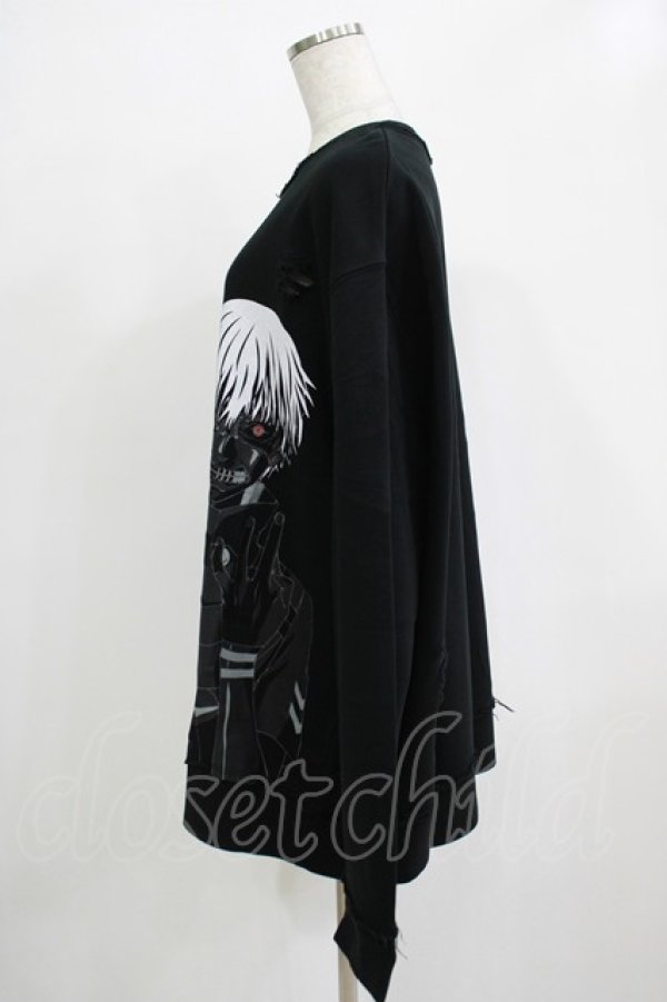 画像2: QOOZA / 東京喰種×QOOZA金木研 ダメージスウェット  ブラック H-25-11-28-031-PU-TO-KB-ZH (2)