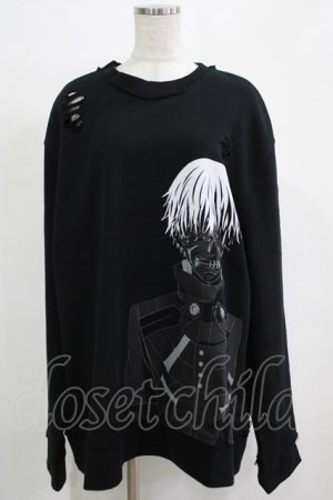 画像: QOOZA / 東京喰種×QOOZA金木研 ダメージスウェット  ブラック H-25-11-28-032-PU-TO-KB-ZH