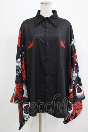 画像: ACDC RAG / ハスノハナキモノシャツ  ブラック×レッド H-25-11-28-039-PU-BL-KB-ZH