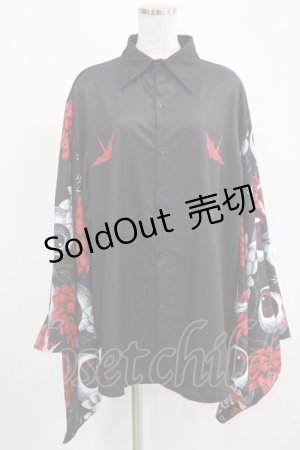 画像: ACDC RAG / ハスノハナキモノシャツ  ブラック×レッド H-25-11-28-039-PU-BL-KB-ZH